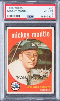 1959 Topps #10 Mickey Mantle - PSA VG-EX 4